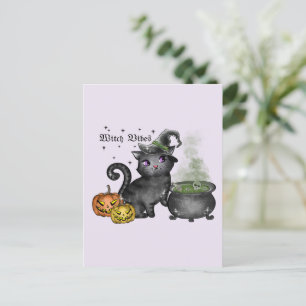 Witch Black Cat   Witch Briefkaart