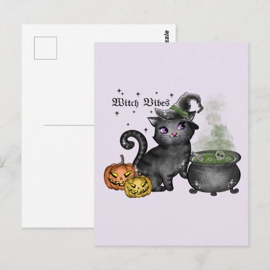 Witch Black Cat | Witch Briefkaart (Voorkant / Achterkant)