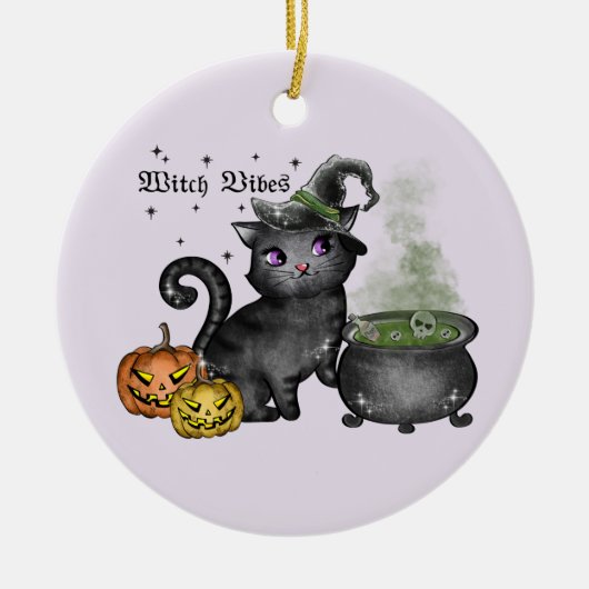 Witch Black Cat | Witch Vibes Keramisch Ornament (Voorkant)