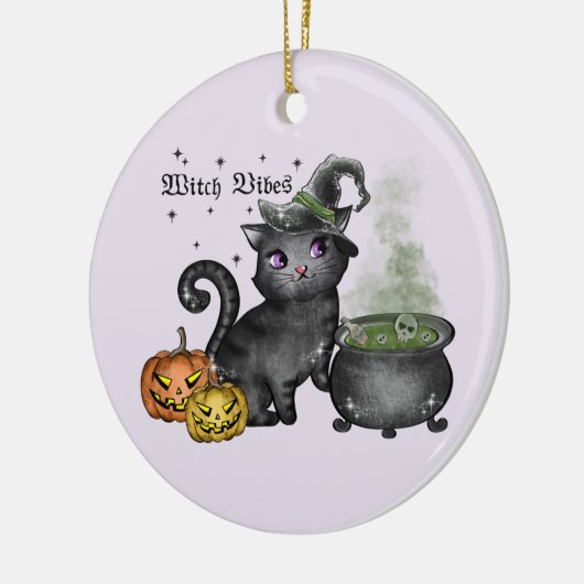 Witch Black Cat | Witch Vibes Keramisch Ornament (Links)