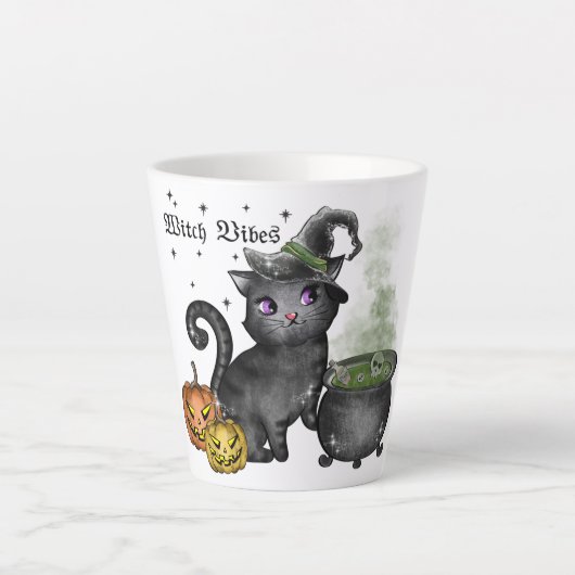 Witch Black Cat | Witch Vibes Latte Mok (Voorkant)