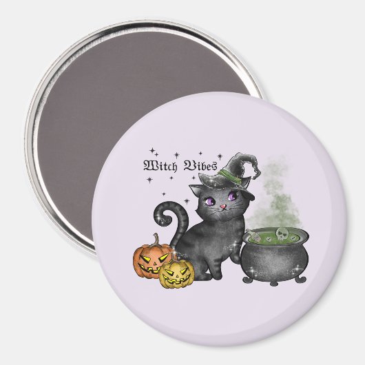 Witch Black Cat | Witch Vibes Magneet (Voorkant / Achterkant)