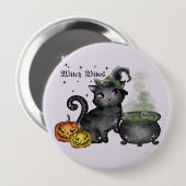 Witch Black Cat | Witch Vibes Ronde Button 4,0 Cm (Voorkant /achterkant)