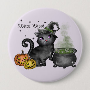 Witch Black Cat   Witch Vibes Ronde Button 4,0 Cm