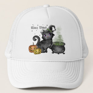 Witch Black Cat   Witch Vibes Trucker Pet