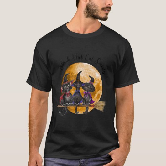 Witch Black Pet Cat Society Halloween T-shirt (Voorkant)
