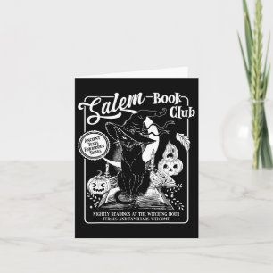 Witch Book Club Bookish Retro Halloween Zwarte Kat Kaart