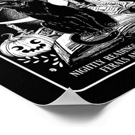 Witch Book Club Bookish Retro Halloween Zwarte Kat Poster (Hoek)