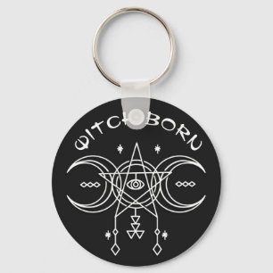 Witch Born Triple Moon Pentacle Star Witchcraft Sleutelhanger