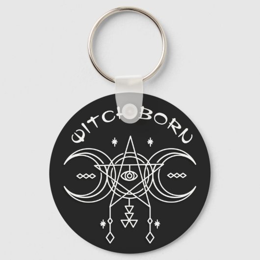Witch Born Triple Moon Pentacle Star Witchcraft Sleutelhanger (Voorkant)