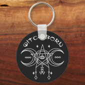 Witch Born Triple Moon Pentacle Star Witchcraft Sleutelhanger (Voorkant)