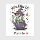 Witch Brew Cat - Magische ketel Halloween Sticker (Vel)