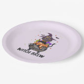 Witch Brew - Kat Dragen Heks Papieren Bordje (Gekanteld)
