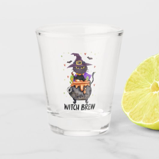 Witch Brew - Kat Dragen Heks Shot Glas (Voorkant)