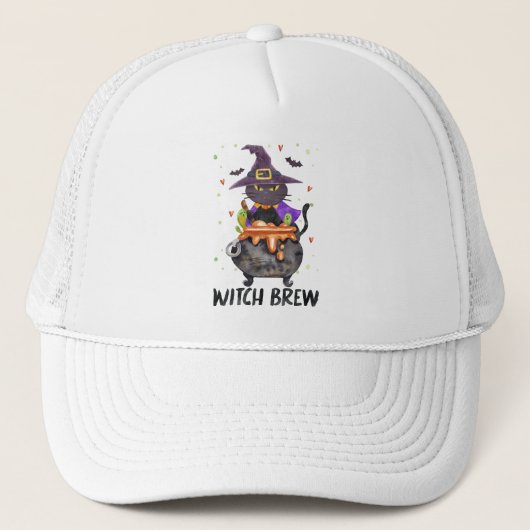 Witch Brew - Kat Dragen Heks Trucker Pet (Voorkant)