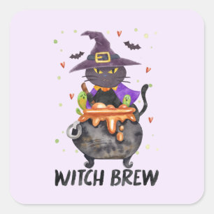 Witch Brew - Kat Dragen Heks Vierkante Sticker