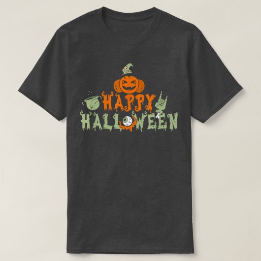 Witch Brew Pumpkin Rocking Zombie Hand Eye Happy H T-shirt (Design voorkant)