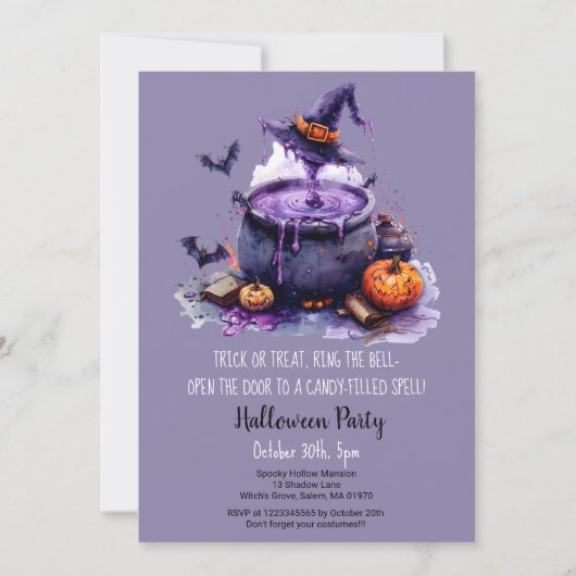 Witch Brew Trick or treat Pumpkins Halloween Party Kaart (Voorkant)