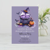 Witch Brew Trick or treat Pumpkins Halloween Party Kaart (Staand voorkant)