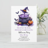 Witch Brew Trick or treat Pumpkins Halloween Party Kaart (Staand voorkant)
