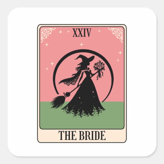 witch bride tarot mystical Bachelorette Party Vierkante Sticker (Voorkant)