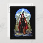 Witch Briefkaart - Blue Moon Witch (Voorkant / Achterkant)