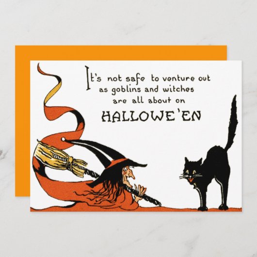 Witch Broom Black Cat (Voorkant / Achterkant)