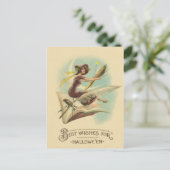 Witch Broom Crescent Moon Book Raven Briefkaart (Staand voorkant)