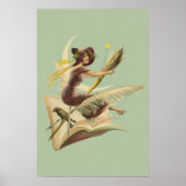 Witch Broom Crescent Moon Book Raven Poster (Voorkant)