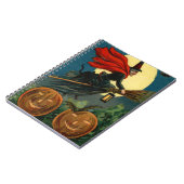 Witch Broom Flying Jack O Lantern Black Cat Bat Notitieboek (Linkerzijde)