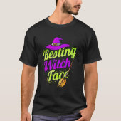 Witch Broom Halloween Resting Witch Face T-shirt (Voorkant)