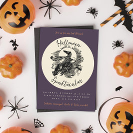 Witch Broom Halloween Spooktacular Costume Party Kaart