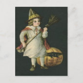 Witch Broom Jack O Lantern Pumpkin Black Cat Briefkaart (Voorkant)