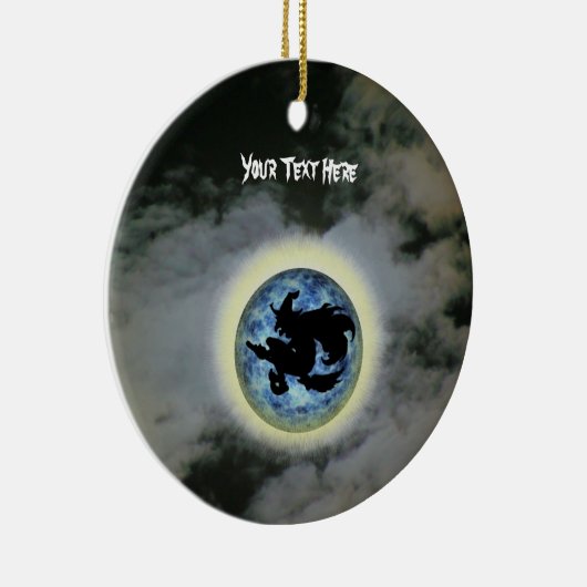 Witch Broomstick Full Moon Halloween Ornament (Rechts)