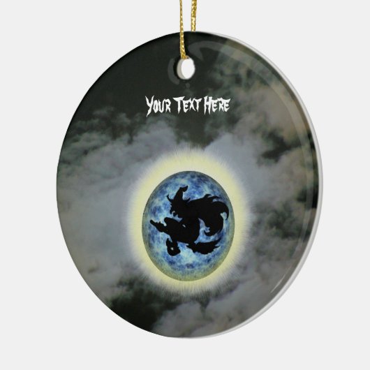 Witch Broomstick Full Moon Halloween Ornament (Links)