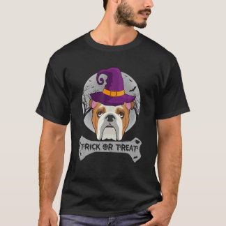 Witch Bulldog Trick or treat Funny Dog Halloween C T-shirt