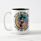 Witch By Natuur By Choice Halloween Funny Tweekleurige Koffiemok (Links)