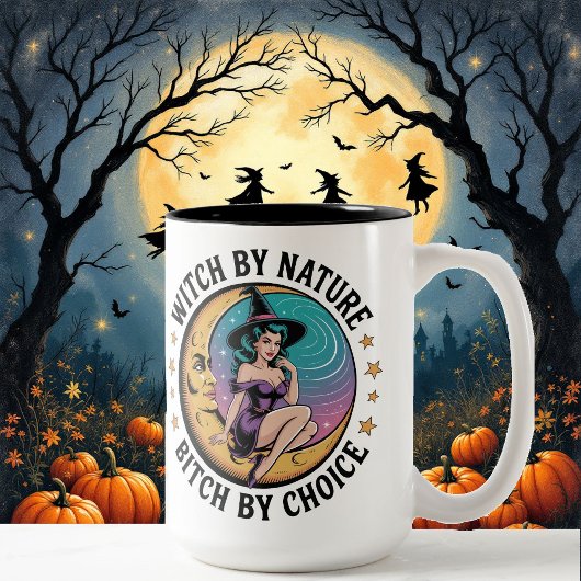 Witch By Natuur By Choice Halloween Funny Tweekleurige Koffiemok