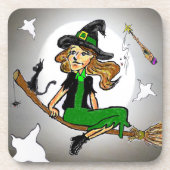 Witch Cartoon Halloween Party Onderzetter (Voorkant)