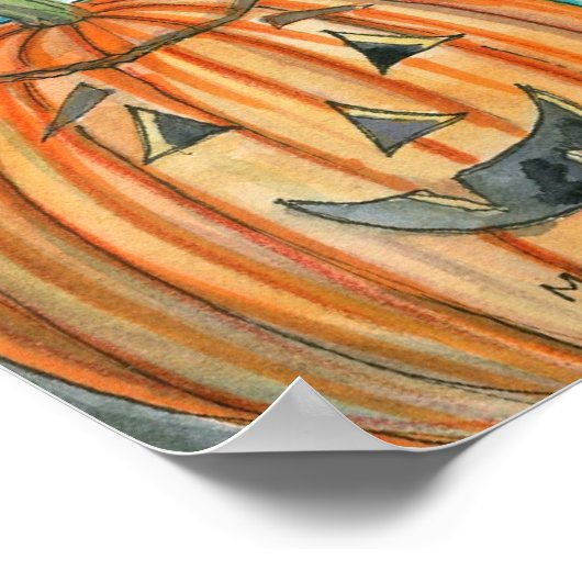 Witch Cat Autumn Halloween Poster van de heer Harr (Hoek)