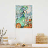 Witch Cat Autumn Halloween Poster van de heer Harr (Keuken)
