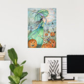 Witch Cat Autumn Halloween Poster van de heer Harr (Thuiskantoor)