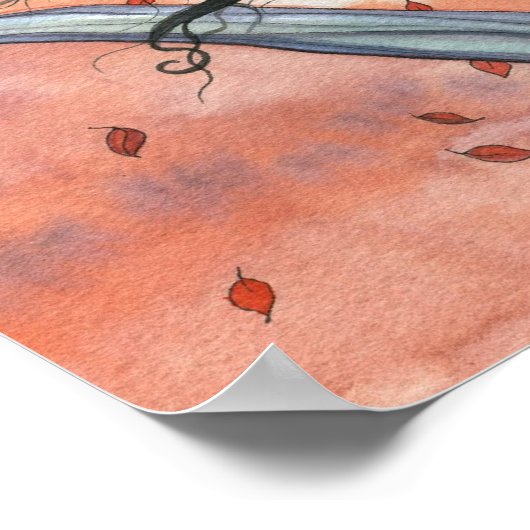 Witch Cat Autumn Poster van Molly Harrison (Hoek)