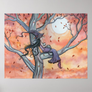 Witch Cat Autumn Poster van Molly Harrison