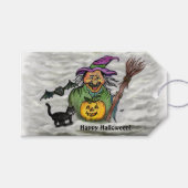 Witch, Cat, Bat en Pumpkin, Happy Halloween! Cadeaulabel (Voorkant (Horizontaal))