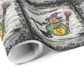 Witch, Cat, Bat en Pumpkin, Happy Halloween! Cadeaupapier (Rol Hoek)