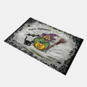 Witch, Cat, Bat en Pumpkin, Happy Halloween! Deurmat (Schuin)
