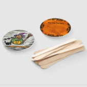 Witch, Cat, Bat en Pumpkin, Happy Halloween! Handwaaier (Niet-gemonteerd)