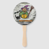 Witch, Cat, Bat en Pumpkin, Happy Halloween! Handwaaier (Voorkant)