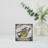 Witch, Cat, Bat en Pumpkin, Happy Halloween! Informatiekaartje (Staand voorkant)